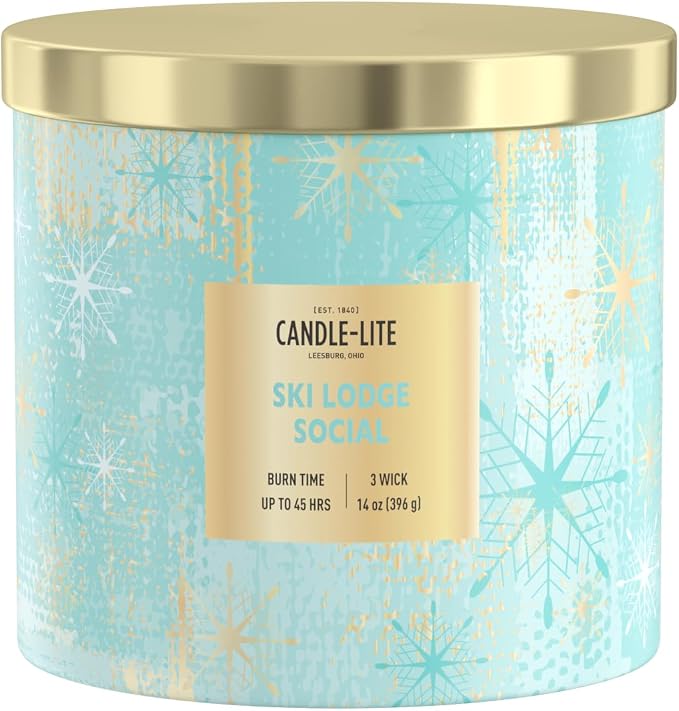 Candle-lite Holiday Scented Candles, Apple Blossom with Lavender, 14 oz 3-Wick Jar Candle, Proudly Poured in the USA, Christmas Home Decor Candle, 45 Hours of Burn Time, Holiday Gift for Men and Women