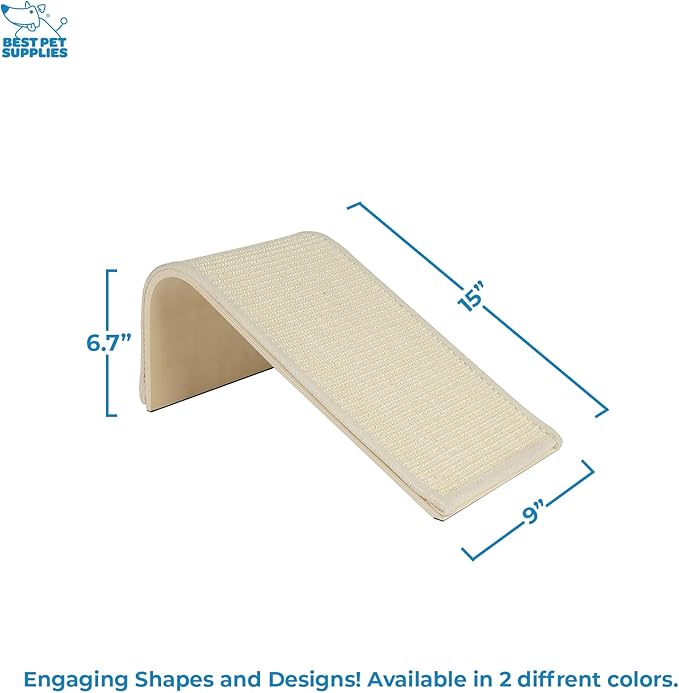 Best Pet Supplies Catify Cat Scratching Ramp - Beige | Heavy Duty Sisal, Support Natural Scratching, Non-Slip, Furniture Protector, Floor Carpet Scratcher, For Kittens and Cats