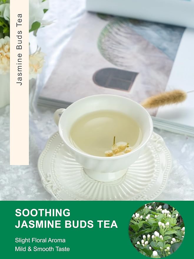 TeeLux Jasmine Tea Loose Leaf, Natural Jasmine Buds, Edible Dried Flowers for Tea, Baking, Caffeine Free, 3.5oz/100g