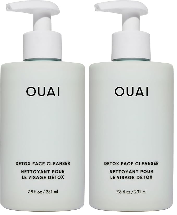 OUAI Detox Facial Cleanser - Deep Cleansing Face Wash with Glycolic Acid, Niacinamide & PHA - Removes Sweat, Dirt & Oil Without Drying - Gentle Face Cleanser for Post-Workout (7.8 Fl Oz) (Pack of 2)