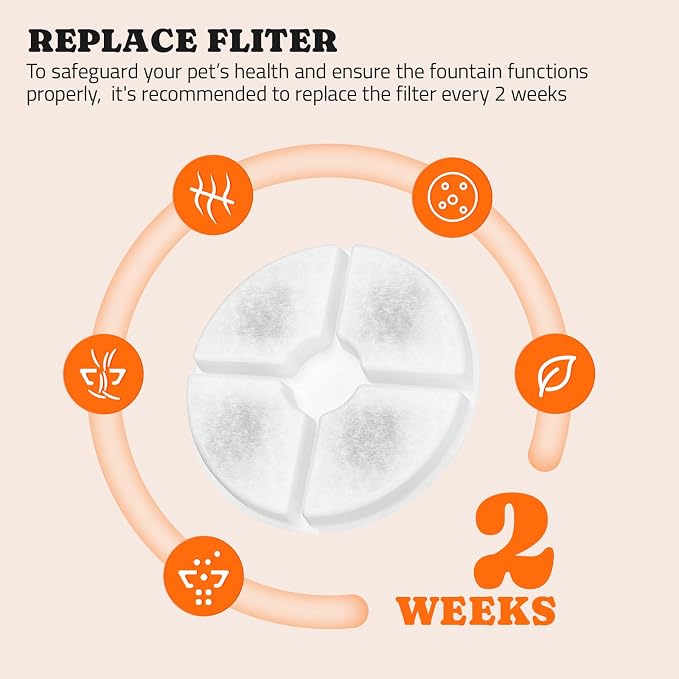 Pawtners Dog Water Fountain, 8 Replacement Filters for 10in/6.7in Fountain | Multiple Filtration, filter out hair, dust, debris and adsorb heavy metal ions, Suitable for Small Medium Large Dogs Cats Pet