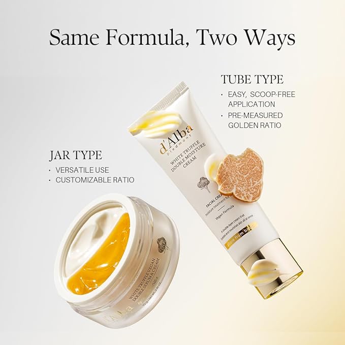 d'alba Piedmont White Truffle Double Moisture Cream, 2-in-1 Face Moisturizer, Vegan Skincare, Vegan Collegen, Skin Firming and Tightening, Dual Formula in ONE tube, Korean Skin Care (2.02 oz)
