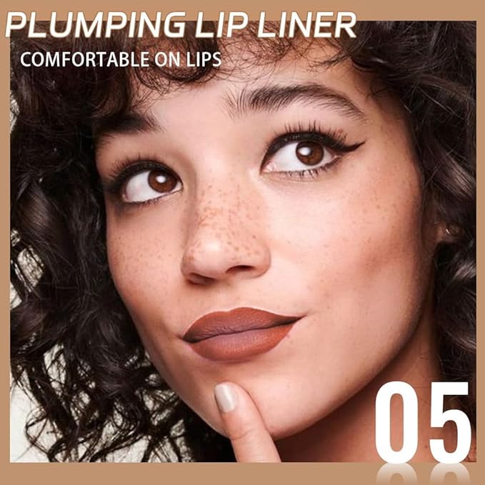 Plum Matte Lip Liner Pencil, Long-Lasting Waterproof, Creamy Formula with Silicone Smudger (5#, 1 Count (Pack of 1))