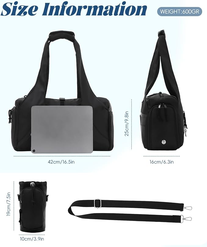 Oweisong Gym Bag for Women Sports Duffel Bag Lightweight Yoga Tote Travel Carry On Handbag with Shoes Compartment