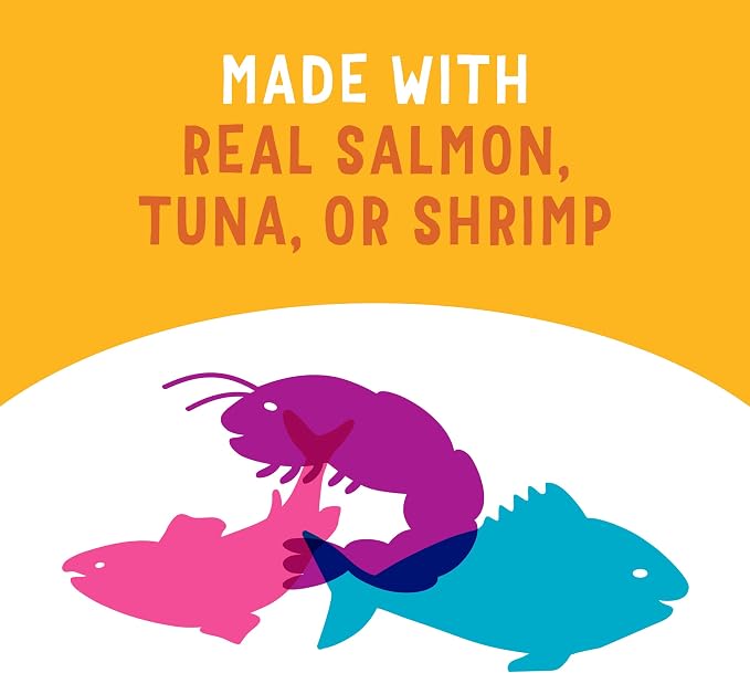 Friskies Purina Grain Free Wet Cat Food Lickable Cat Treats Variety Pack,Lil' Soups with Salmon,Tuna or Shrimp - 1.2 oz. Cups,(Pack of 60)