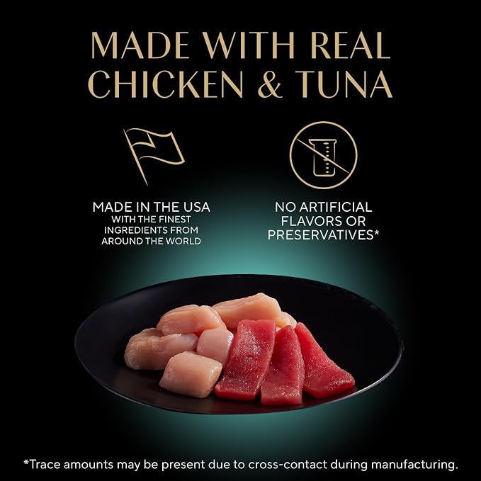 Sheba Perfect Portions Cuts Wet Cat Food, Chicken & Tuna, 2.6 oz, 6 ct, 2pk | Grain-free, Tuna & Chicken, no corn/soy/fillers, protein-rich, snap-peel-serve twin packs, zero messy leftovers, grain-free