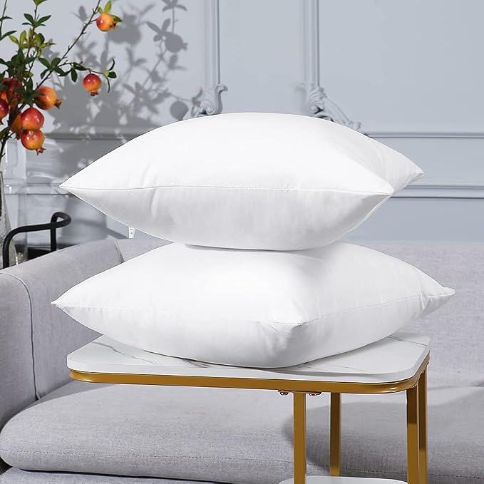 OTOSTAR Throw Pillows Inserts 18x18 Inches, Set of 4 Square Form Cushion Stuffer for Couch, Sofa, Bed - Indoor Decorative Pillows Inserts - White