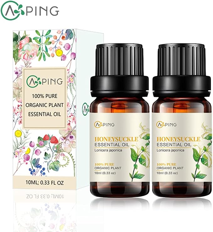 2-Pack Honeysuckle Essential Oil - 100% Pure Organic Natural Plant (Lonicera Japonica) Honeysuckle Oil for Diffuser, Aroma, Spa, Massage, Yoga, Perfume, 2x10ML