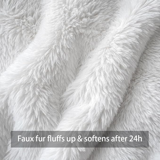 Fall Pumpkins Decorative Pillow Covers 20x20 Set of 2, White Soft Plush Faux Fur Wool Farmhouse Throw Cushion Cases for Autumn Thanksgiving Holiday Home Decorations