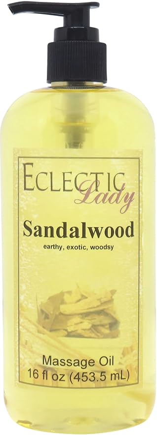 Sandalwood Massage Oil, 16 oz, With Sweet Almond Oil and Jojoba Oil