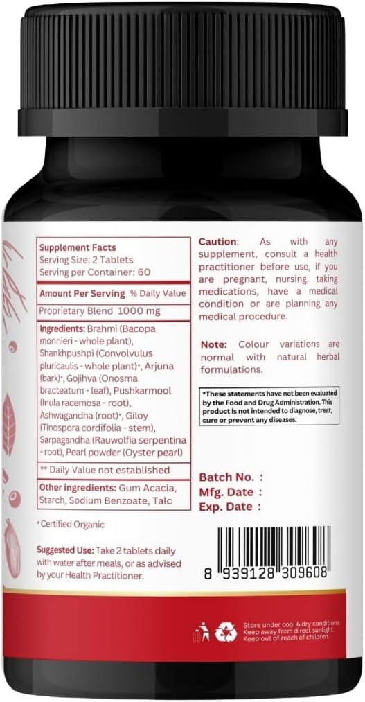 ORGANIC SPREE Mukta Vati 120 Tablets – Ayurvedic Blend – Supports Heart Health & Blood Pressure Balance* - Pack of 3
