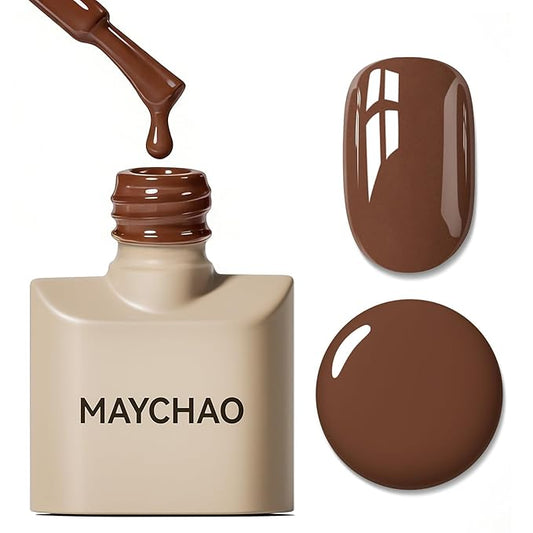 MAYCHAO 15ML Brown Gel Nail Polish 1Pc Chocolate Coffee Brown Gel Polish Soak Off UV LED Nail Polish Nail Art Starter Manicure Salon DIY at Home, 0.5 OZ