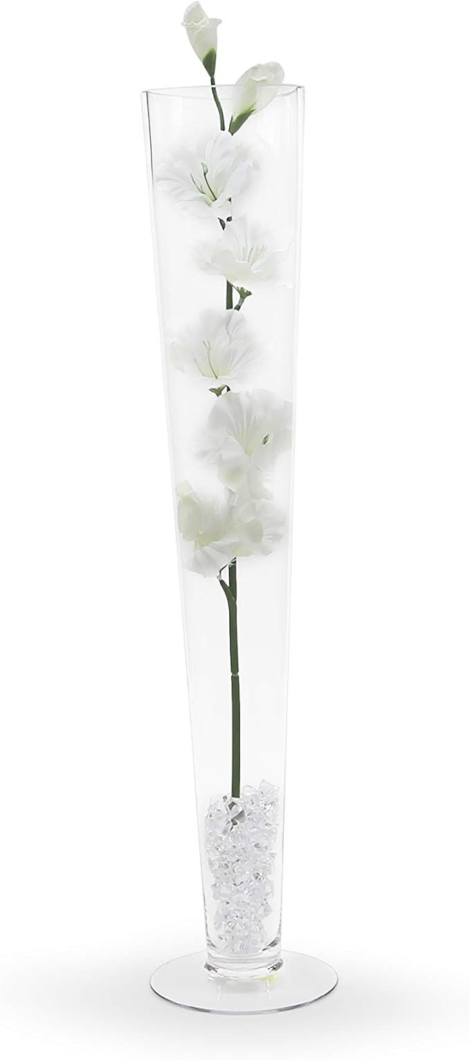 WGV Trumpet Glass Vase, Open 4", Height 23.5", (Multiple Sizes Choices) Clear Tall Pilsner Floral Planter Container Centerpiece, Wedding Event Home Decor, 1 Piece (VTV0424)