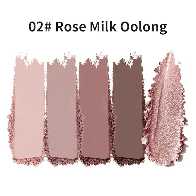 5 Colors Neutral Nude Matte & Shimmer Eyeshadow Palette, Rose Mauve Cocoa Brown Pink Neutral-Cool Eye Shadow Contour Makeup for Daily Natural Looks, Mature Women & Blue Green Eyes 2