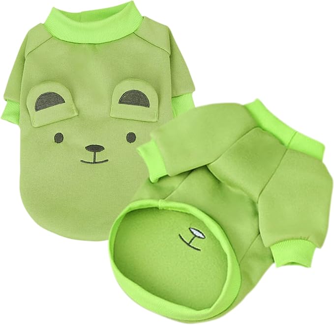 Light Green Cute Dog Sweater Soft Winter Clothes for Small Dogs, XS | Classic Green Knit Pullover, Fall Winter Outfit, Elastic Cuffs, Holiday Party Matching, Machine Washable Sweatshirt for Pets
