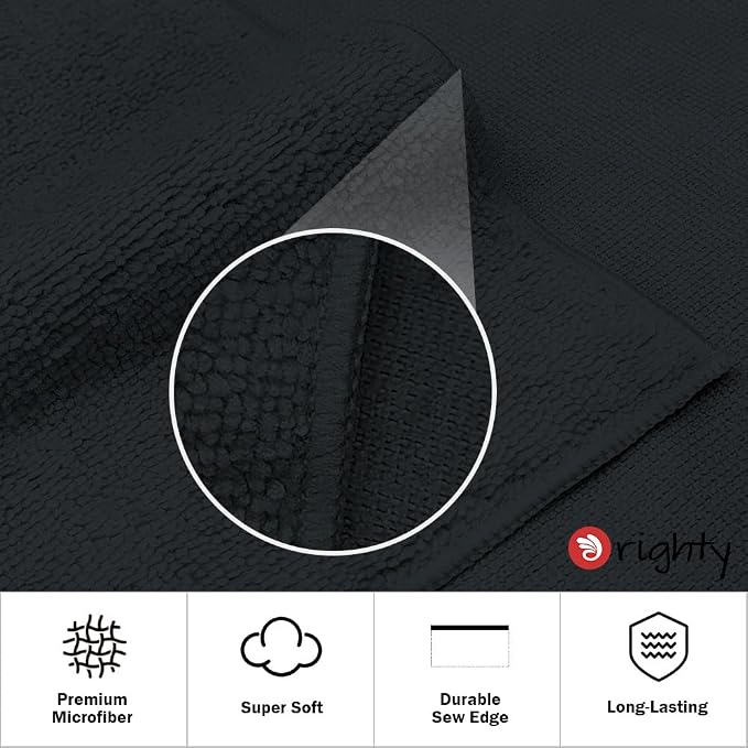 Orighty Black Microfiber Hand Towels, 24Pcs 16x28'', Quick Drying&Absorbent