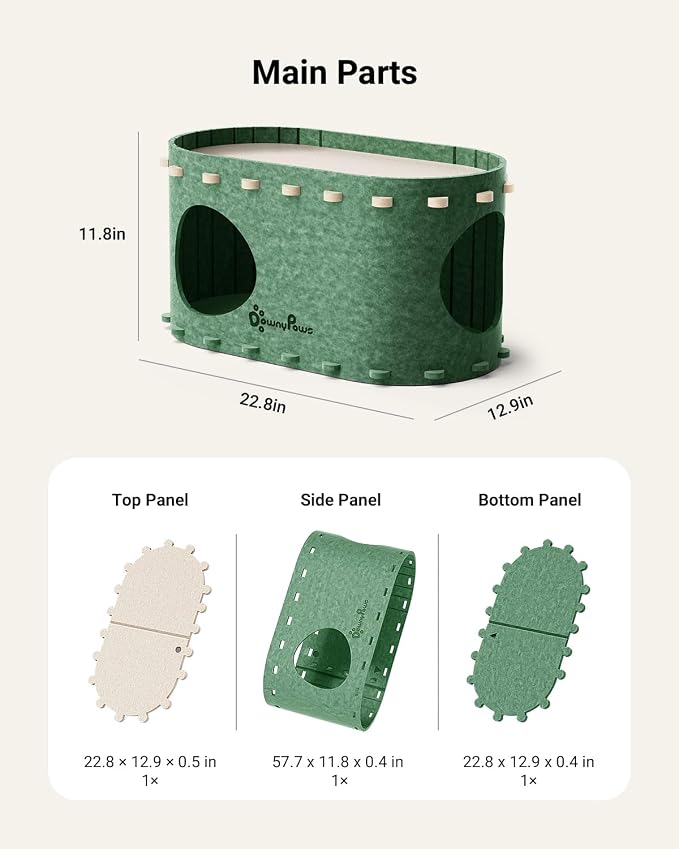 DownyPaws Cat House for Indoor Cats, Cube Castle Cat Bed Cave, Forest | Cat Hideaway Enclosed Bed,Cave Hideout Fort,Kitten Peekaboo Hut for Cats,Hide Box Bed for Large Cat Up to 22 Lbs