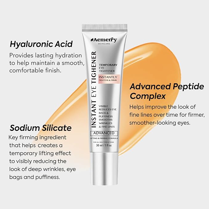 Instant Firm Temporary Eye Tightener: Advanced Tightening & Lifting Cream With Brush For Eye Bags, Wrinkles, Puffiness, Fine Lines – Lightweight, Easy Wear Formula, Gentle For All Skin Types. 1 Oz