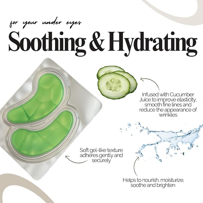 Danielle Creations Anti-Puffiness Puffy Under Eyes No More Hydrogel Undereye Masks for Dark Circles with Collagen & Cucumber, 6 Pairs