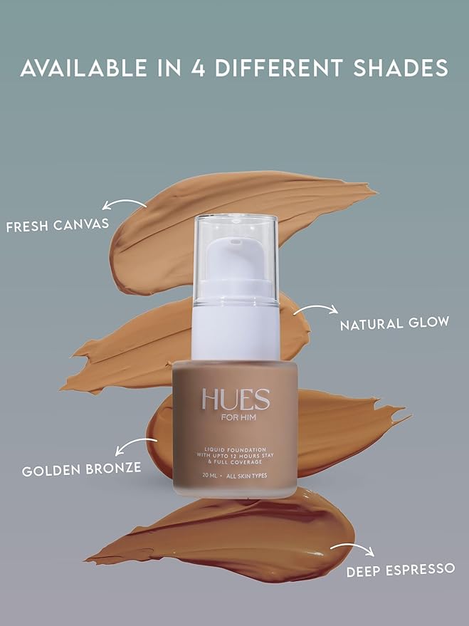 Invisible Foundation for Men – Medium-Coverage, Lightweight & Hydrating | Natural Look Makeup | Oil Control & Sweat-Resistant | 4 Shades | Natural Glow