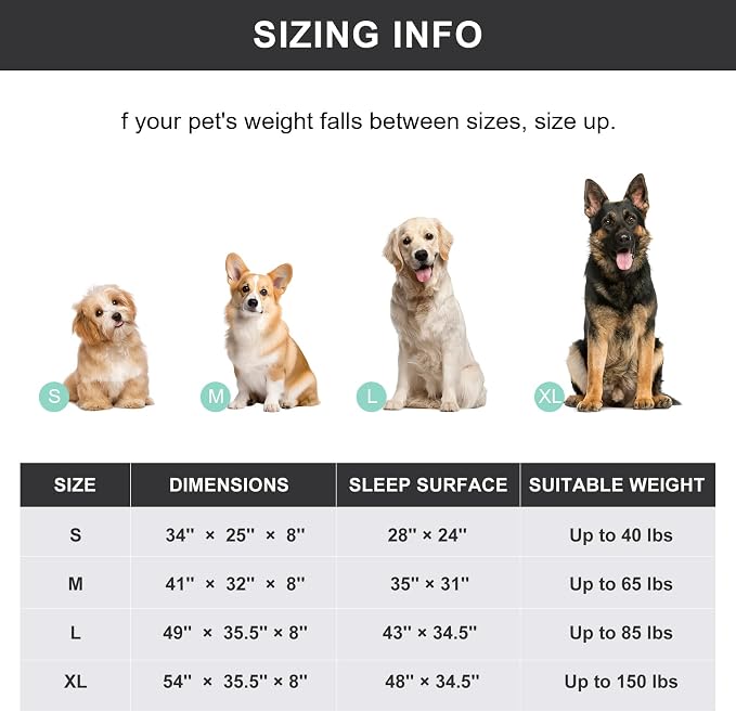 Cooling Elevated Dog Bed with Non-Slip Floor Protectors & Breathable Mesh, Raised Indoor & Outdoor Dog Cot Hammock, 41" L x 26" W x 8" Th, Medium, Grey