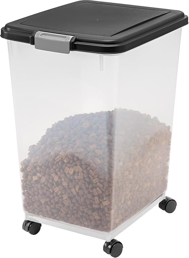 IRIS USA Dog Food Storage Container, Up to 54 lbs, Black, Made in USA