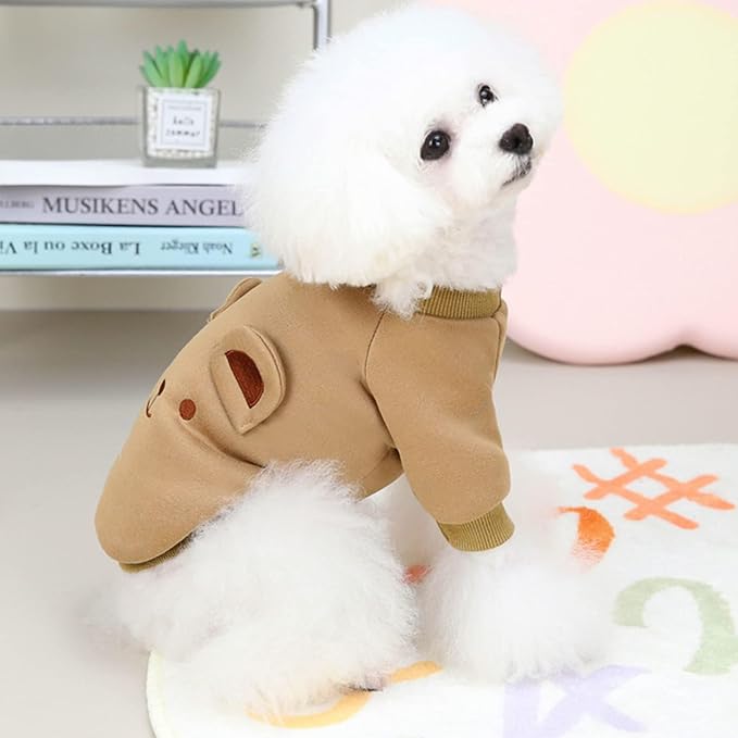 Brown Cute Dog Sweater Soft Winter Clothes for Small Dogs, S | Classic Brown Knit Pullover, Fall Winter Outfit, Elastic Cuffs, Holiday Party Matching, Machine Washable Sweatshirt for Pets