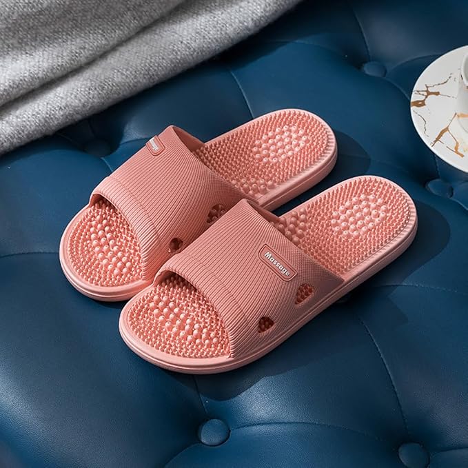 Acupressure Massage Slippers for Plantar Fasciitis for Women Acupuncture Slippers Arthritis Neuropathy Pain Relief Non-Slip Massage Sandals Womens Stress Relief Gifts for Bath (US Women 5.5-6, Pink)