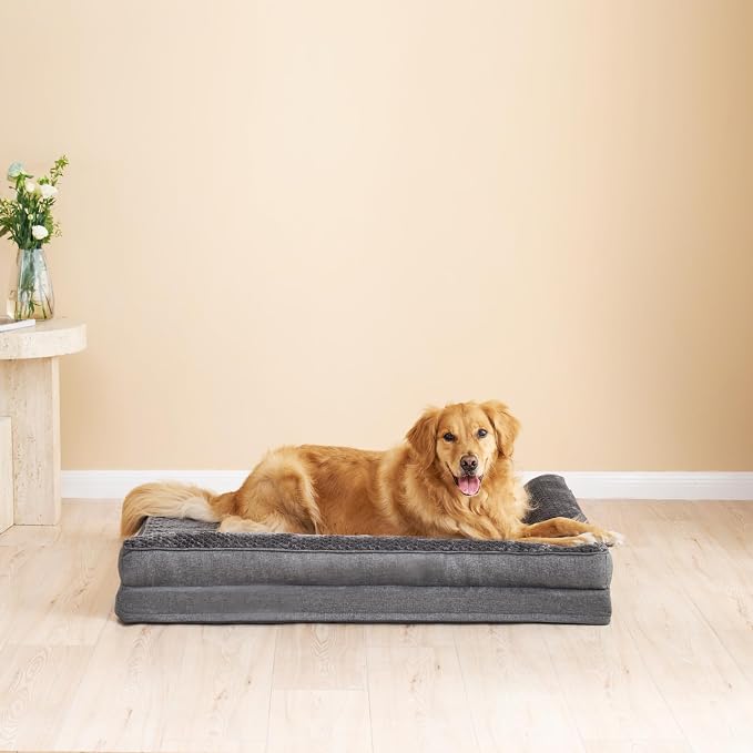 EHEYCIGA Memory Foam Dog Bed Large Size Dogs, Orthopedic Dog Bed Large with Washable Removable Cover, Waterproof Pet Sofa Couch with Nonskid Bottom, 36x27x6, Dark Grey | Washable Removable Cover, Waterproof Flat Pet Sofa Couch with Nonskid Bottom, 36x27x6
