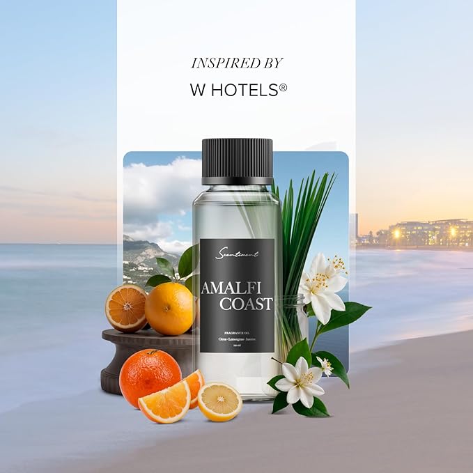 Scentiment Diffuser Oil - Amalfi Coast | Aromatherapy Fragrance | Inspired by Luxury Five Star Hotels | Notes of Bergamot, Lemongrass, Jasmine, Lily, Magnolia & Koa Wood (50 mL)