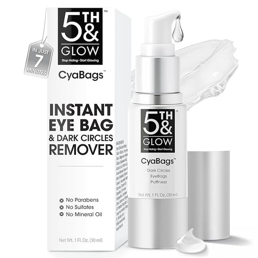5th & Glow Cyabags - Instant Under Eye Bag Remover Serum For Dark Circles & Puffy Eyes Reduction - Hyaluronic Acid & Vitamin C Cream for Fine Lines, Wrinkles & Crowsfeet, 1 oz