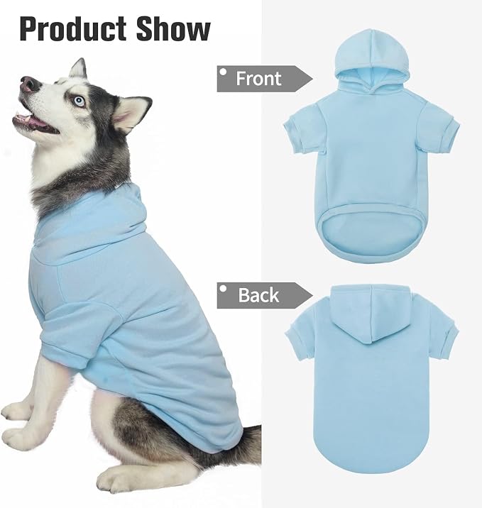 BINGPET Dog Hoodie for Medium Dogs, Soft Pullover Pet Sweater | Warm Dog Sweatshirt Clothes, Winter Hooded Outfit for Girl Boy Dogs Puppy, French Pitbull Cold Weather Coats Wear, Blue M