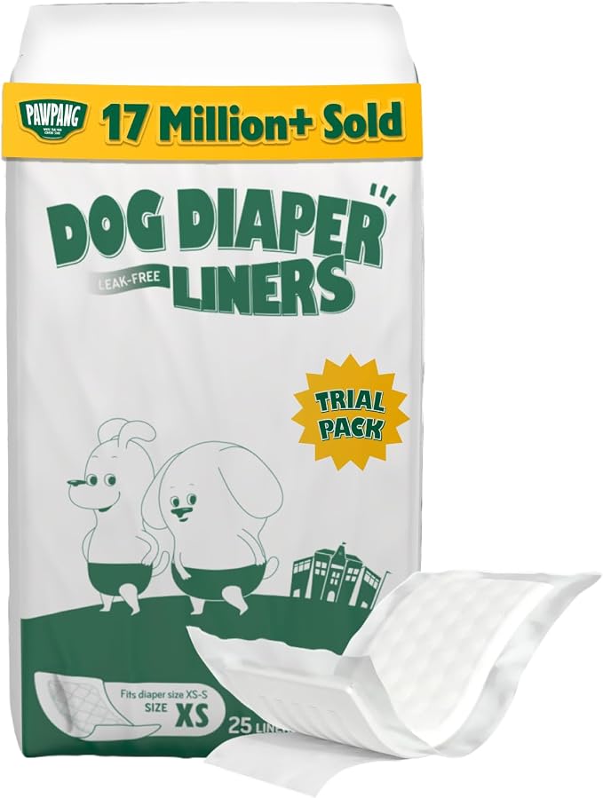 Dog Diaper Liners Trial Pack, Absorbent Inserts, 25ct, XS | Try Before Full Pack