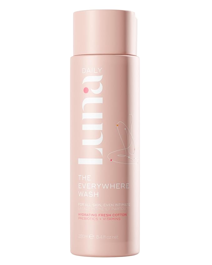Luna Daily Hydrating Feminine Wash, Soft Cotten Scent | pH-Balanced Body Wash for Sensitive Skin | Moisturizing Daily Cleanser with Soothing Aloe for Daily Relief | Gentle & Pregnancy-Safe, 250ml
