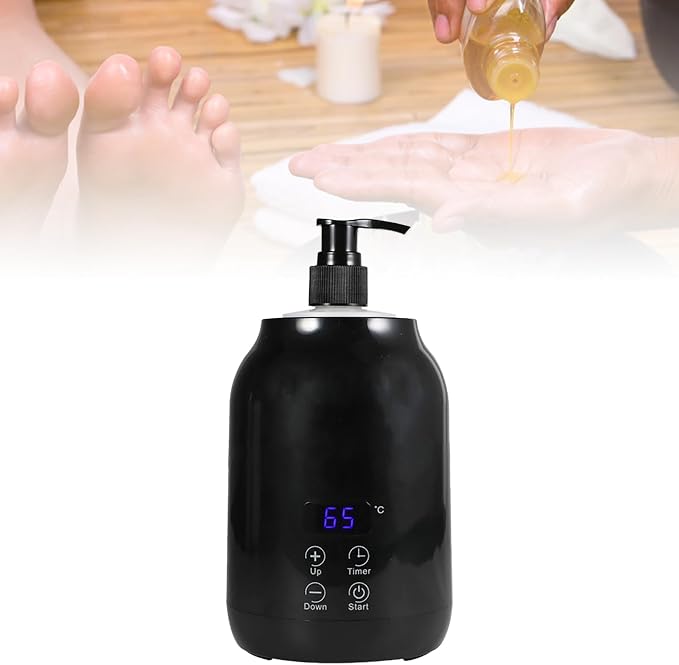 Massage Oil Warmer with LED Display Touch Control, 30 to 65℃ Temperature Adjustable, Electric Heater for Fast Heating Body Lotion Lube Gel Cream for Home Beauty SPA Salon