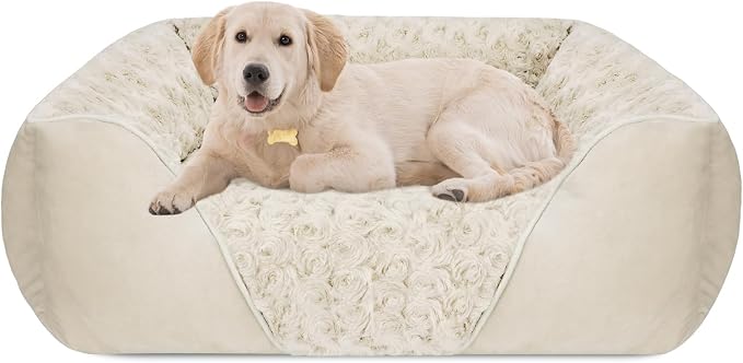 Large Dog Bed Rectangle Washable Orthopedic Soft Calming Sleeping Durable Pet Cuddler with Anti-Slip Bottom
