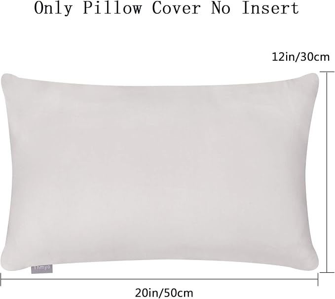 Thmyo 4-Pack 100% Cotton Lumbar Comfortable Solid Decorative Throw Pillow Case Rectangle Cushion Cover Sublimation Blank Pillow Covers DIY Throw Pillowcase(12x20inch/30x50cm,Light Silver Grey)
