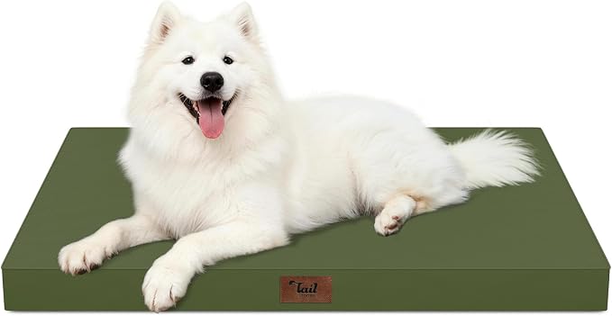 Large Waterproof Orthopedic Dog Bed with Egg Crate Foam | Fits 42x28 Crates, TPU Waterproof Layer, 1680D Washable Oxford Cover, Portable Handle, Indoor & Outdoor Use, Up to 80 lbs