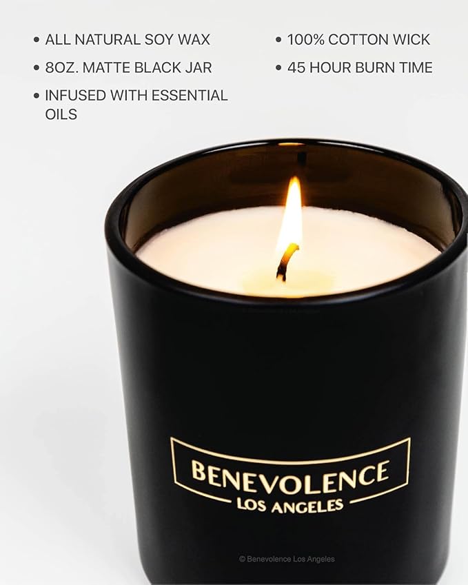 Benevolence LA Premium Lavender, Mint & Sage Scented Candle – Long-Lasting, 45-Hour Burn – Luxury Natural Soy Candle for Home – Aromatherapy & Room Decor – 8oz