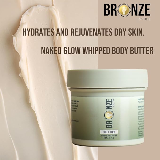 Naked Glow Whipped Body Butter for Dry Skin - Hydrating, Smoothing, Body Butter for Women and Men - Skin Moisturizer for Smooth and Glowing Skin - with Papaya Scent