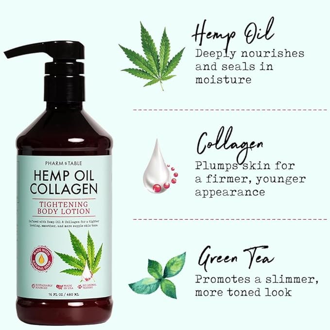 PHARM TO TABLE Hemp Oil Collagen Tightening Body Lotion 480ml
