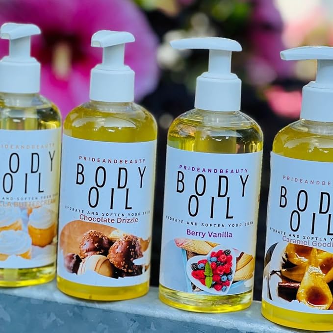 PrideandBeauty After Shower Oil. Skin Hydrating Oil. Body Oil Scented. Body Oils For Women Dry Skin. (Amber Vanilla)