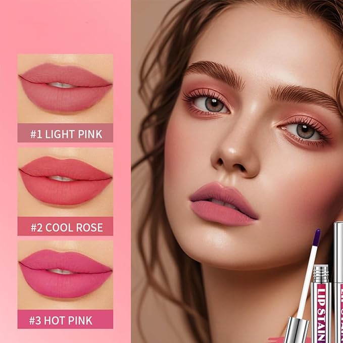 3PCS Peel Off Lip Lipstick Set,Peel Off Lip Liner Stain,Long Lasting and Waterproof Peel Off Lip Stain,Highly Pigmented,Matte Finsh,Detachable Lip Pencil Liner Lipstick