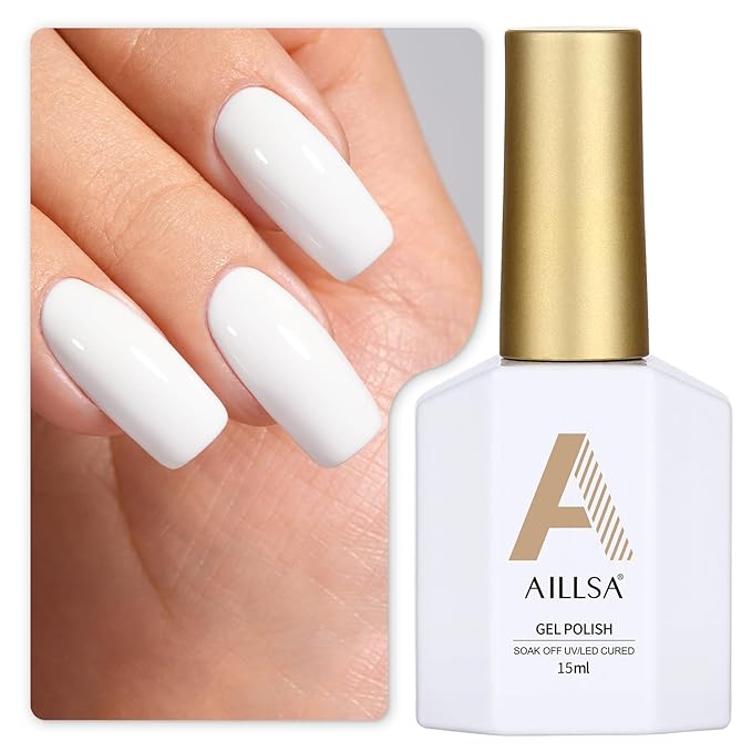AILLSA White Gel Nail Polish French Nude Gel Polish Long Lasting Extre White Wedding Jelly Gel Polishs Soak Off U V Gel Polish Winter Nail Art at Home 0.51 Fl Oz