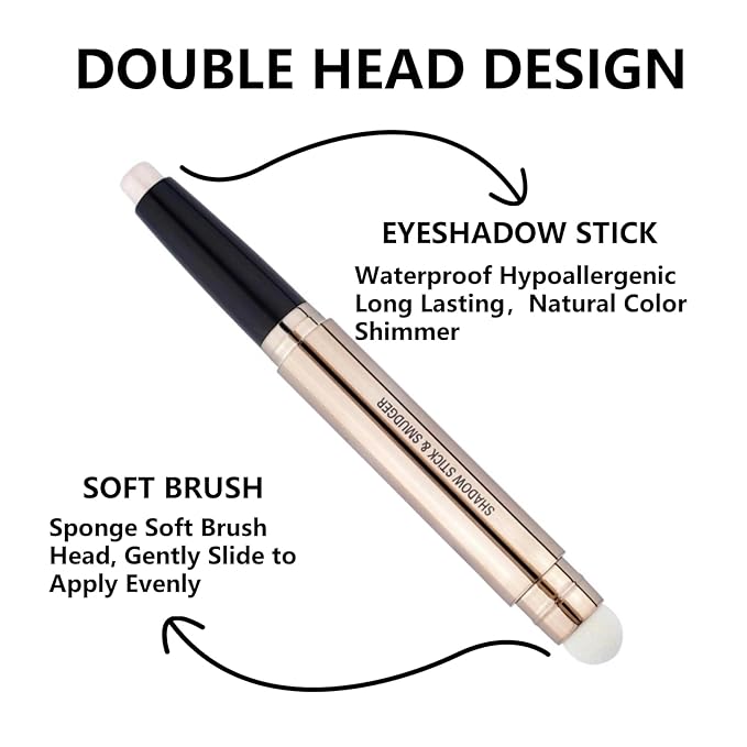 Light Gold Eyeshadow Stick Makeup, Long-Lasting Waterproof Eye Shadow Pencil, Hypoallergenic Smudge-Proof Glitter Primer Palette Shimmer Eyeliner, Easy to Blend Eye Make Up
