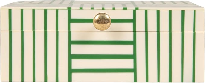 Bloomingville Green & White Striped Resin Storage Box