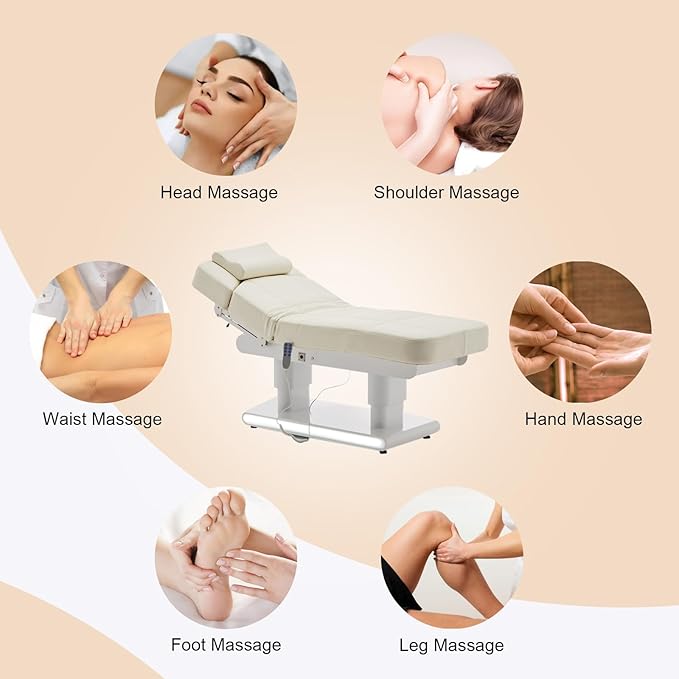 Artist hand 3 Motor Full Electric Spa Facial Beauty Bed Tattoo Medical Treatment Table Aesthetic Chair with Thermal Heated & Armrest for Salon Esthetician Doctor Podiatry