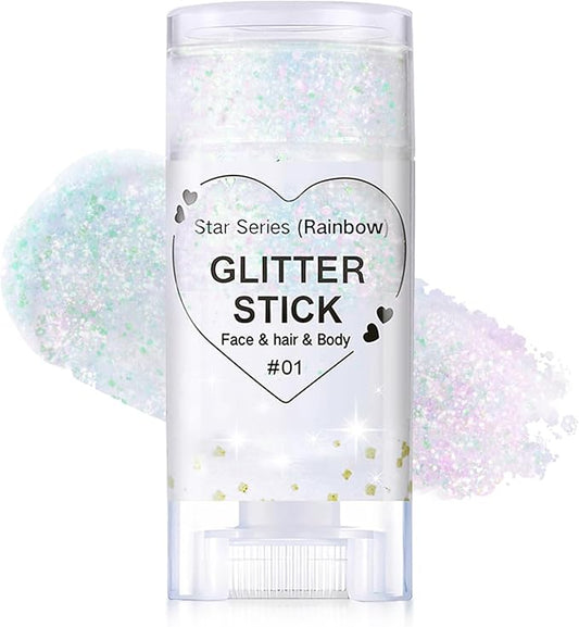 Sparkling Pink Body Glitter Stick, Halloween Face Glitter Makeup,Holographic Hair Glitters Mermaid Makeup Rave Outfits for Women, Shimmer Face Paint Stick for Christmas (Sparkling Pink)