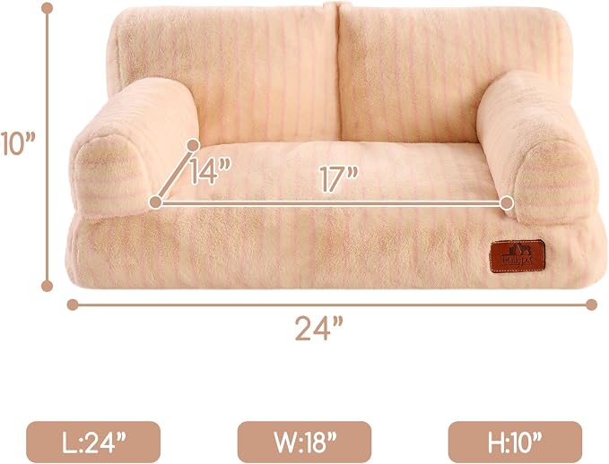 Hollypet Small Dog Large Cat Bed Puppy Couch Beds for Pets up to 25 lbs | Fluffy Dog Cat Couch Plush Soft Warming Pets Beds with Machine Washable Cover and Non-Slip Bottom