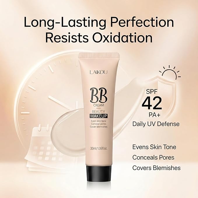 Korean BB Cream & Foundation 2-in-1 - Buildable Coverage Tinted Moisturizer with SPF, for a Natural Matte Finish & All-Day Wear (110 lvory)